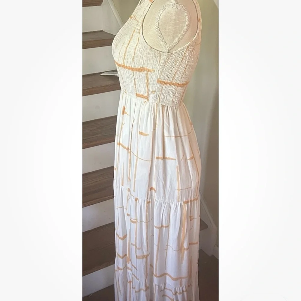 Petal and pup Aliza maxi dress. Women’s Large  Ruched Top White/Apricot Pockets - Picture 4 of 10